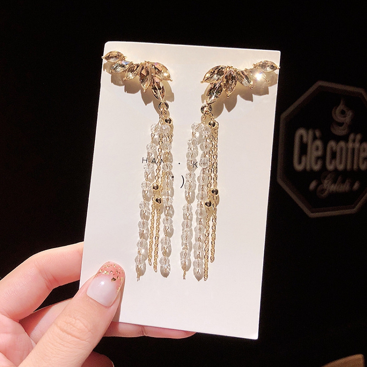 925 silver needle high sense wing long earrings feminine temperament tassel summer all-match exaggerated earrings manufacturers direct sales
